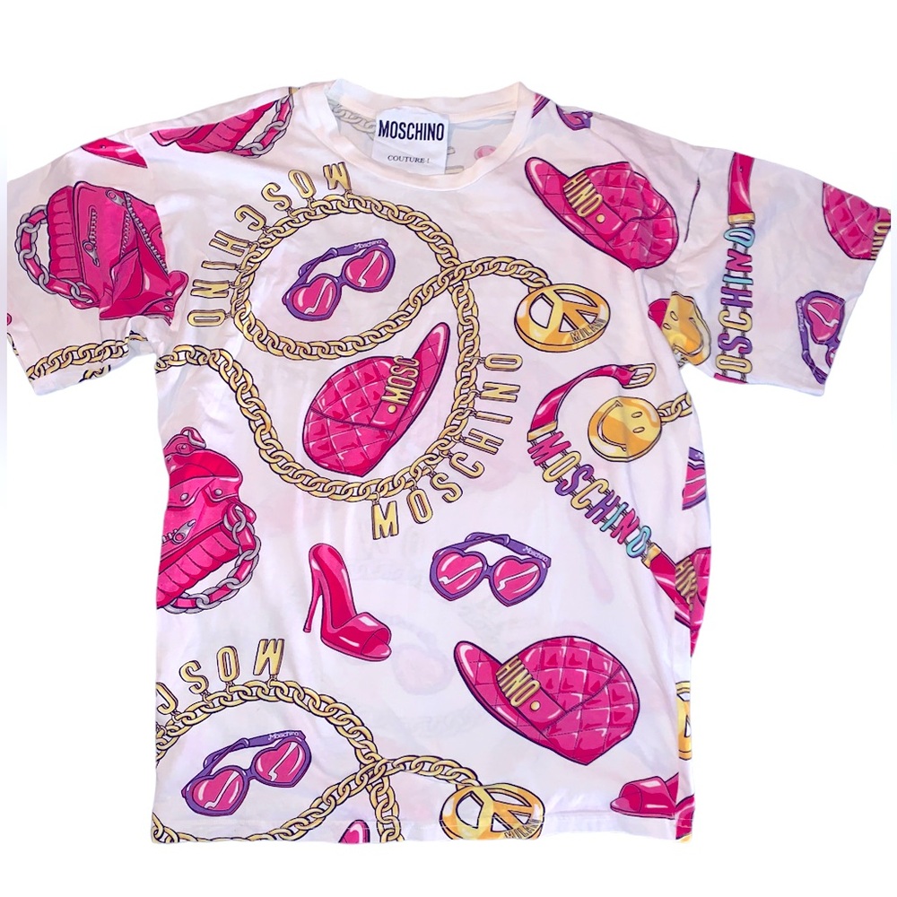 Moschino Tee pink and gold design